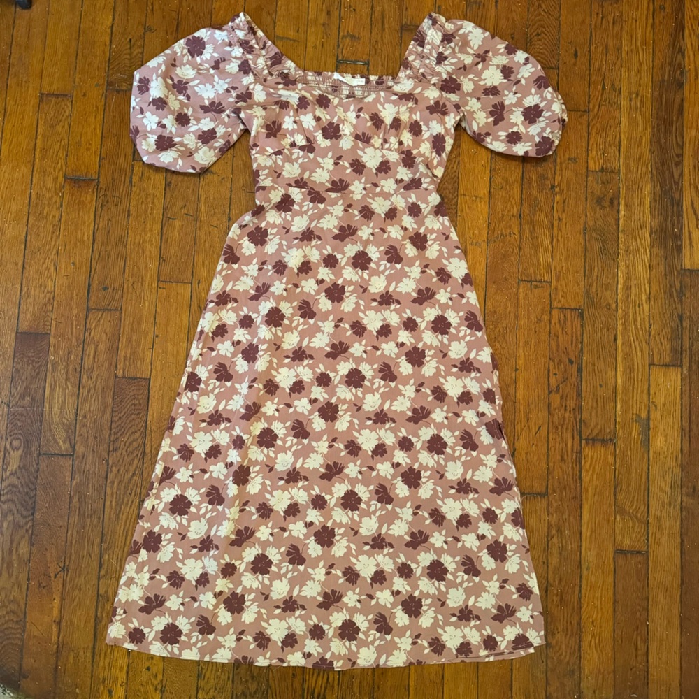 Lush Pink and Cream Floral Dress Size S